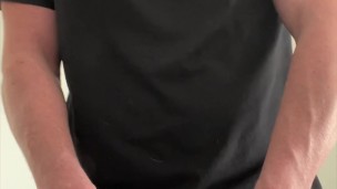 Slapping heavy cock on my desk.