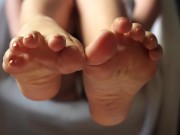 Long Latina Toes stroking his cock huge cum load on my feet. 1/16