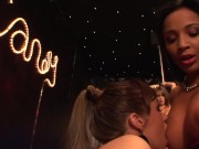 Babe masturbates in the strip club while watching two girls fuck 6/16