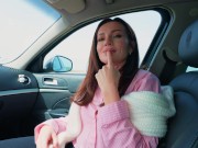 A beautiful girl sucked a guy in a car in the parking lot 1/16