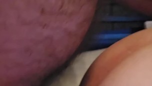 Chubby hairy bi dad bod bear fucks stunning BBW from behind. Perfect ass pov