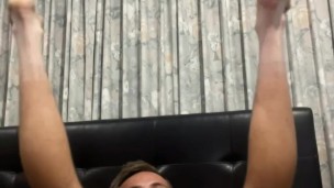 Horny teen plays with ass and stretches it