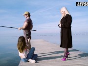 MILF Seduces Fisherman Into Hardcore Outdoor Fuck While Being Filmed By Her Friend - LETSDOEIT 3/16