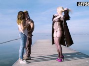 MILF Seduces Fisherman Into Hardcore Outdoor Fuck While Being Filmed By Her Friend - LETSDOEIT 4/16