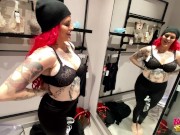 Risky sex in Walmart - I SQUIRT in the changing room and cum on the floor