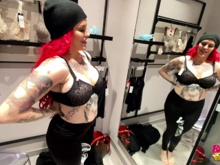 Risky sex in Walmart – I SQUIRT in the changing room and cum on the floor