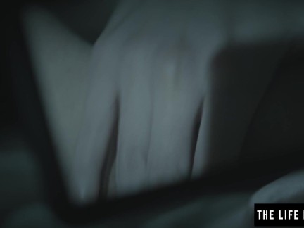Horny girl watches her fingers sliding in and out of her pussy