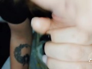 Sucking the tip of his dick while he caresses my face 3/16