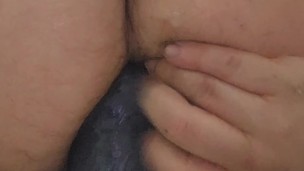 Sissy Boy stuffs loose gaping asshole with big toys self pegging