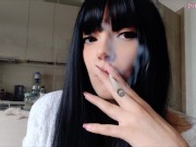 Goth Babe Smoking in bathrobe (full vid on my 0nlyfans/ManyVids)