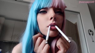 Anime Egirl smoking two cigarettes at the same time (full vid on my 0nlyfans/ManyVids)