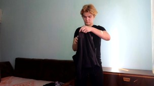 Try on haul/ naked / college boy , sweatpants, underwear