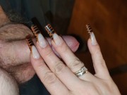 Long Nails Handjob for Small Cock with Thick Cumload 4/16