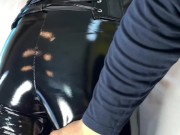 Cum on my ass - a day with a shiny leggings model 1/16