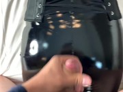 Cum on my ass - a day with a shiny leggings model 15/16