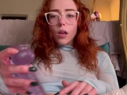 CLOSE UP POV cute redhead fucking herself 10/16