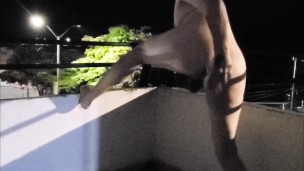 Exhib and Dildo Fuck in the Balcony