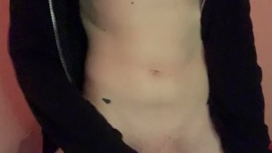Hot fit Tgirl with Huge Cock and abs Jerks Off & Cums - FULL VIDEO ON ONLYFANS