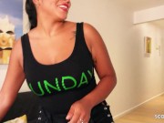 GERMAN SCOUT - Curvy Latina Amy Amor with Big natural Tits and Butt Pickup for Casting Fuck