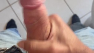 POV fit mature male model masturbating