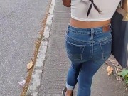 My girlfriend has the Lush toy inserted in her pussy and we are walking down the street and I am rec