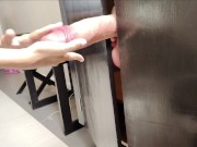 Freak pervo shows his huge dick from the cabinet and gives instructions 16/16