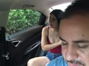 sexy schoolgirl changes clothes in the back seat of the uber 4/16