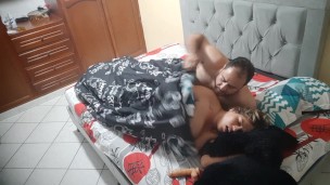 Fat pervert with her big breasts enters my bedroom and starts masturbating, her pussy an
