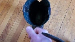Cowboy cumming on his boots in black Wrangler jeans