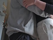 Wife Worships Husbands Small Cock And Spits All His Cum On Her Big Tits 3/16