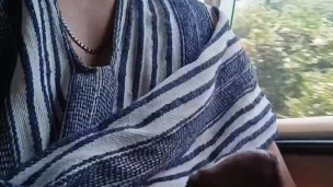 Exhibitionist handjob on bus