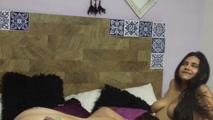 My friend kisses my big tits and licks my delicious pussy and we fuck in scissors in my room