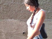 My girlfriend asked her to insert the Lush toy and we went out to the street and I controlled the Lu 3/16