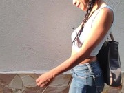 My girlfriend asked her to insert the Lush toy and we went out to the street and I controlled the Lu 4/16