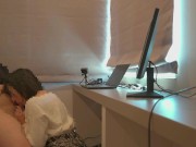 【個人撮影】#32 エンW不倫CH またまたやっちゃいました。リアルリモート会議中のぺろぺろ奉仕。。生挿入して中出しする不倫カップルの日常♡／Japanese amateur /日本人/japanes 12/16