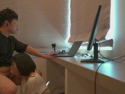 【個人撮影】#32 エンW不倫CH またまたやっちゃいました。リアルリモート会議中のぺろぺろ奉仕。。生挿入して中出しする不倫カップルの日常♡／Japanese amateur /日本人/japanes 15/16