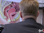 He likes the busty blonde a lot and she finds his cock very hot. She quickly starts sucking his cock. 8/16