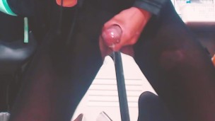 Femboy urethral play, make cum flood