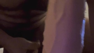 Stuffed face and hole with thick dildos
