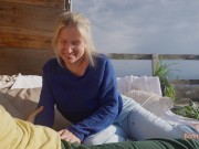 Sunbathing, blowjobs and spooning - risky outdoor sex 1/16