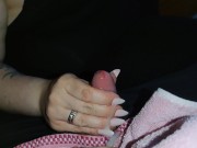 Handjob for Small Cock Slave with my pointy Nails until he asks me if I allow him to shooting ropes 15/16