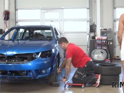 RIM4K. Car repairman bangs his big-tittied wife in the garage after rimjob 2/16