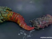 Cums All Over Dragon Ass And Pussy