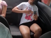 two beautiful students film themselves showing their body and tits to their boyfriend in the back se 1/16