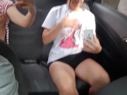 two beautiful students film themselves showing their body and tits to their boyfriend in the back se 2/16