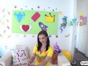 NYMPHO Slim brunette Jazmin Luv takes a thick cock deep into her tight snatch 4/16