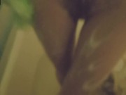 Skinny brunette gives a footjob in the bathroom 2/16