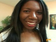 Sexy black girl masturbates on the sofa at porn casting 3/16