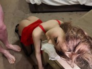 Australian Horny Facial Cumshot and Anal of Brunette wearing lingerie 5/16