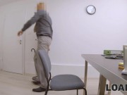 LOAN4K. Blonde with shaved pussy asks for a loan but receives a dick 2/16